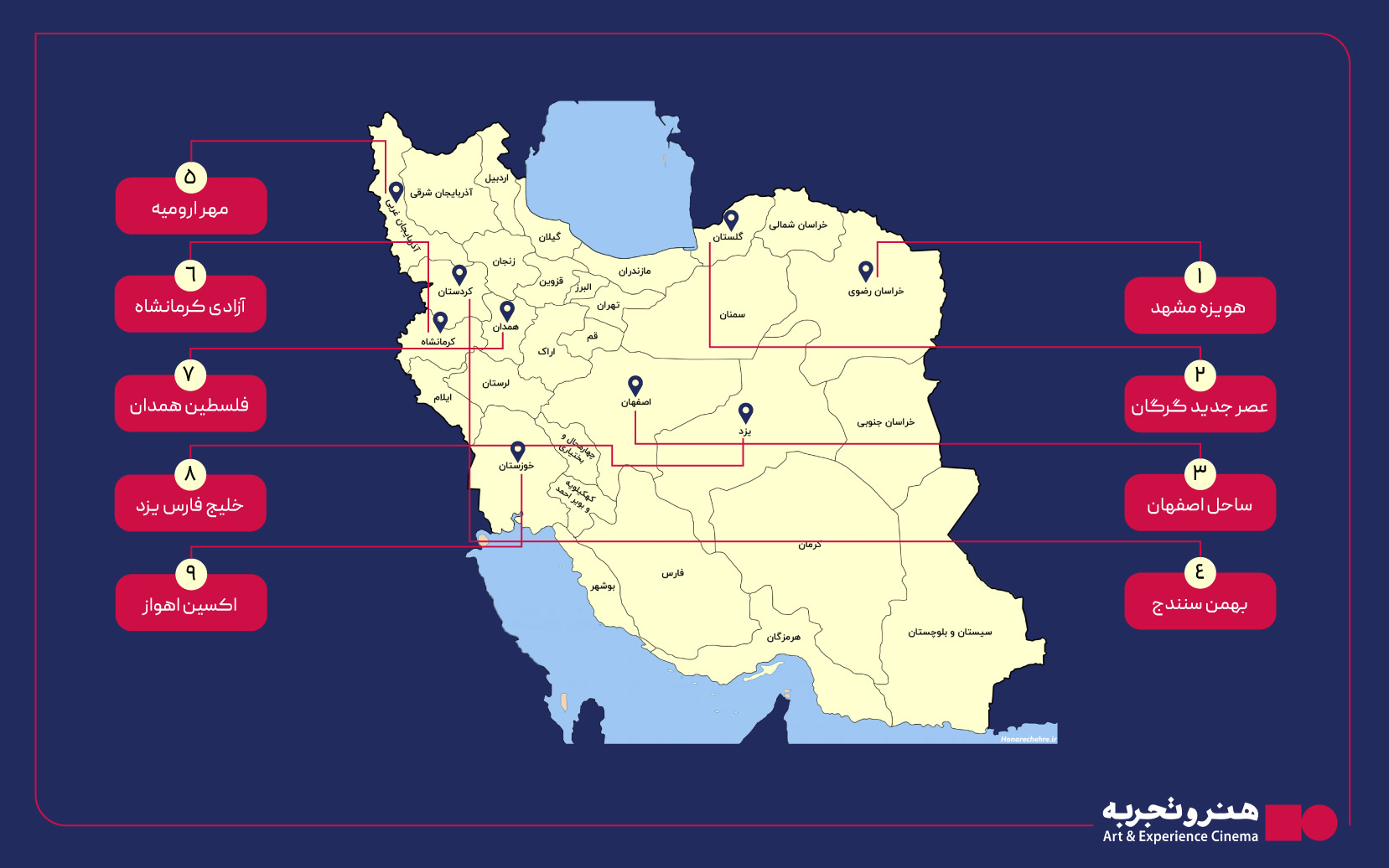 ۹ سالن سینما به سینماهای  منتخب گروه  سینمایی هنر تجربه اضافه شد